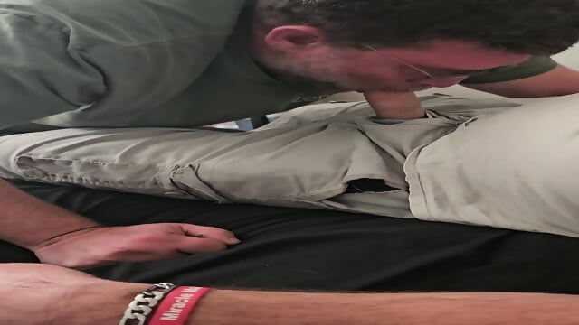 Amateur wife watches husband give a blowjob