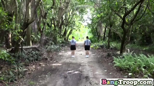 Trooper gets asshole filled by schlong outdoors