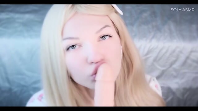 asmr sloppy dildo blowjob