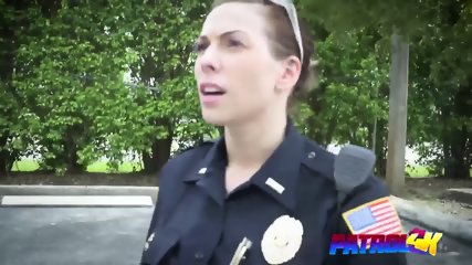 Lucky Black Stud Fucks Two Hot Officers In Public