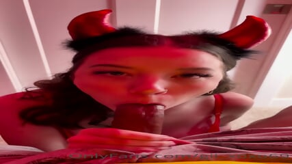Delicious busty Swallowing Cock