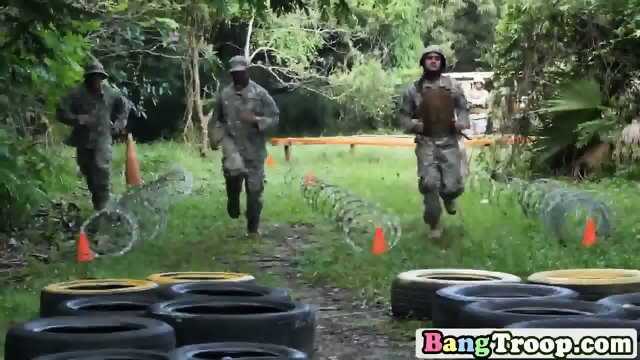 Black trooper blowing white schlong outdoors