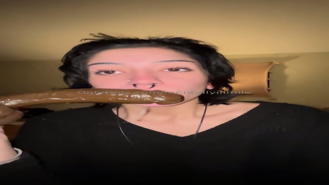 POV sloppy dildo blowjob