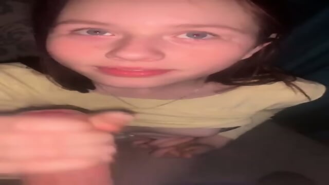 Petite redhead teen sucks dick