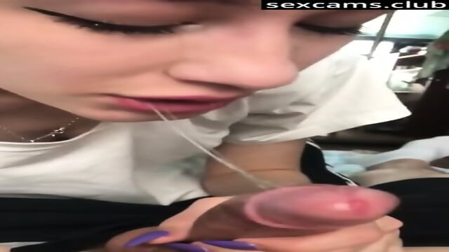 Teen gf takes cum in mouth after sucking