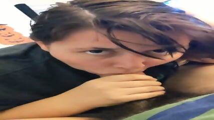 Sucking and milking her man for cum