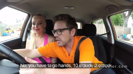 Busty Inked Driving Student Banging In Public