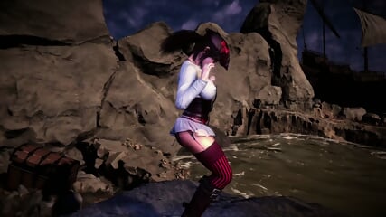 Pirate Queen Lara Croft Seductively Dances On The Coast Before Storm