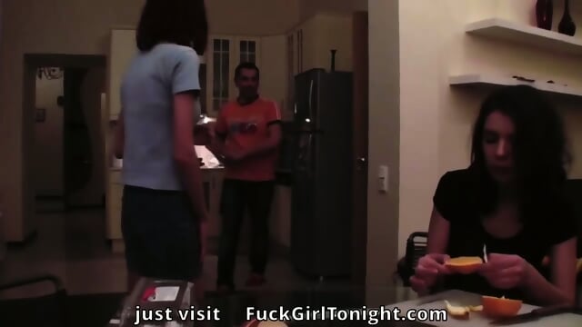Hot lesbian foursome in the living room