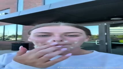 High School Teen Public Facial Cum Walk