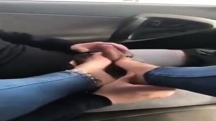 Using My Sexy Amateur Feet On My Boyfriends Tiny Dick In The Car