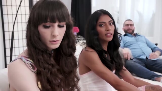 Pretty Ebony Teen Chanel Chance & Her TS Friend Livi Doll Corrupt Her Stepdad