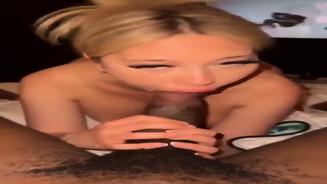 Blonde asian sloppy blowjob
