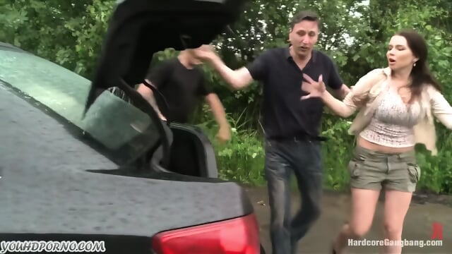 Stranded Russian Girl Gets Gangbanged