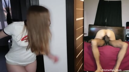 Gooning to her flatmate getting fucked