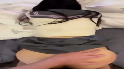Cute Chinese petite fucked and creampie in cute schoolgirl outfit