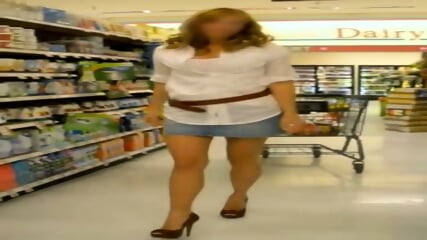 Stunning Blonde Loves Wearing Short Jeans Skirt And High Heels While Buying Groceries  Kinky4Ever