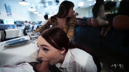 horny couple with the waitress