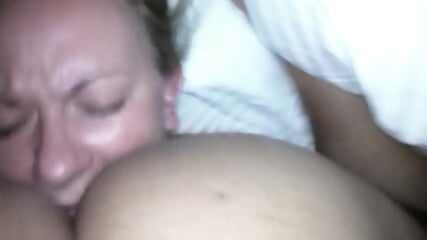 Blonde MILF with big tits, blow job, eat asseat cum.