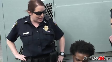 Horny Female Officers Take On Criminal With Big Cock