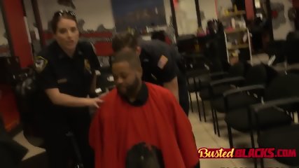 Busty Black Stud Gets Stripped And Forced To Bang Two Sex-Crazed Female Cops