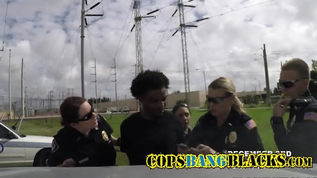 Mature police woman with big tits catch a black guy red-handed and fuck him hard
