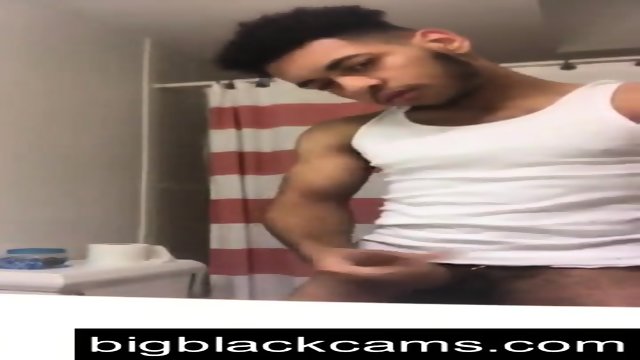 Straight Light Skinned Black Dude Stroking His Cock