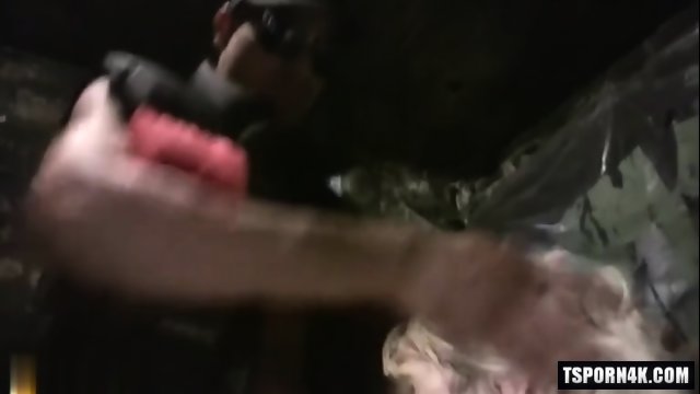 Big dick shemale threesome and cumshot