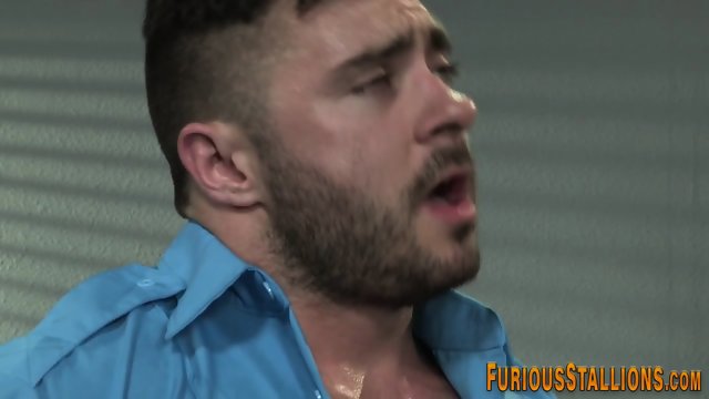 Brawny bear cum sprayed