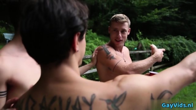Tattoo gay anal sex with cumshot