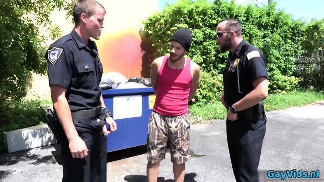 Tattoo gay threesome with facial cum