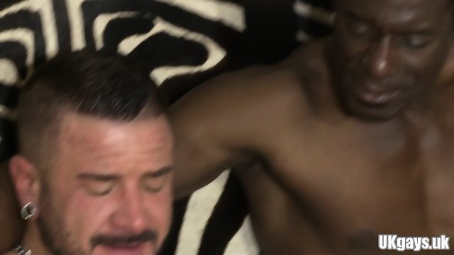Muscle gay threesome with cumshot