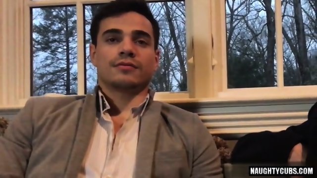 Muscle gay threesome and cumshot