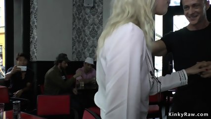 Blonde Made To Lick Mistress In A Bar