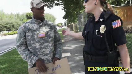 Soldier Gets His Pants Pulled Down By Perverted Milf Cops