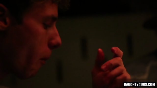 Muscle gay threesome and facial