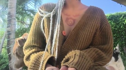 outdoor masturbation, piercings, hairy pussy, wet pussy