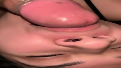 sucking balls, big natural tits, brunette, webcam
