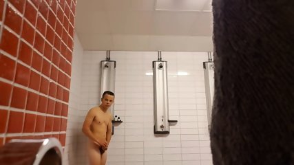 public shower, asian, public jerking, big dick