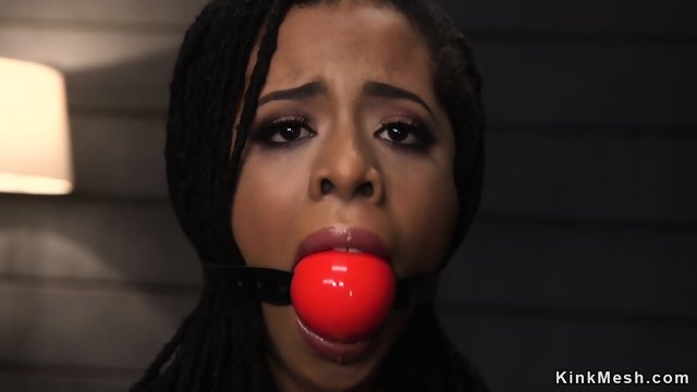 Anal threesome for ebony slave