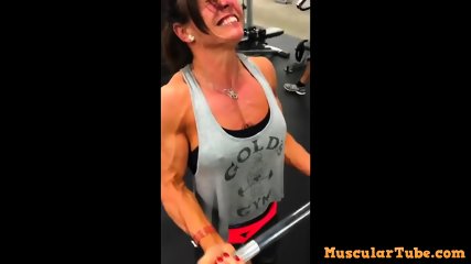 amateur, brunette, female biceps, muscular woman