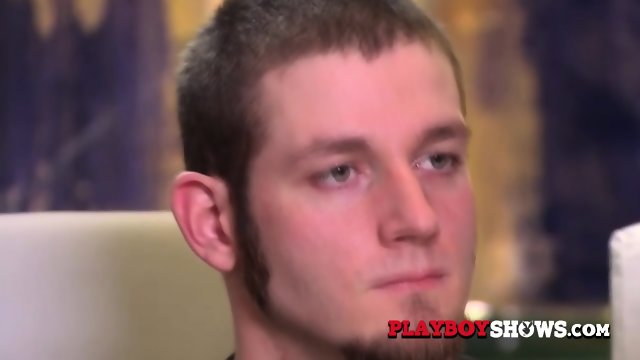 Swinger ginger guy gets his cock and body touched by babes