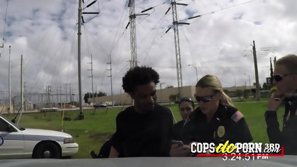 Black Cock Suspect Gets Caught By Curvy And Horny Cops.