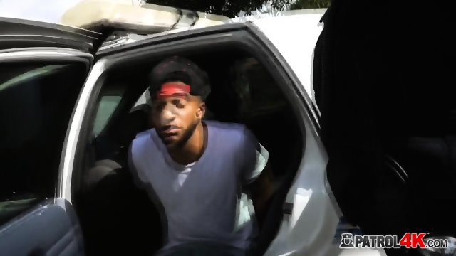 Black dude gets too horny when two police officers invite him to fuck them hard in a threesome.
