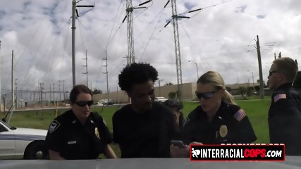 Slutty MILFs Sucked A Black Huge Dick On Public While They Were On Patrol.