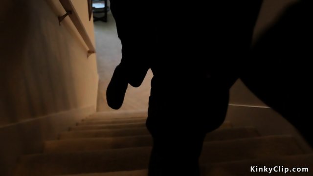 Intruder straps and fucks blonde babe