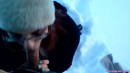 Hot Blowjob And Sex In Outdoor SNOW