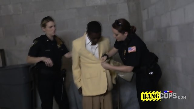 Hardcore interracial threesome at the police station!