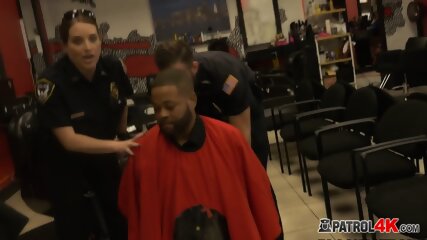 Black Thief Is Fucking At This Barbershop With Two Stunning MILFs.