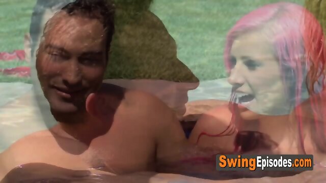 Swinger babe loves when strangers eat her wet pussy.